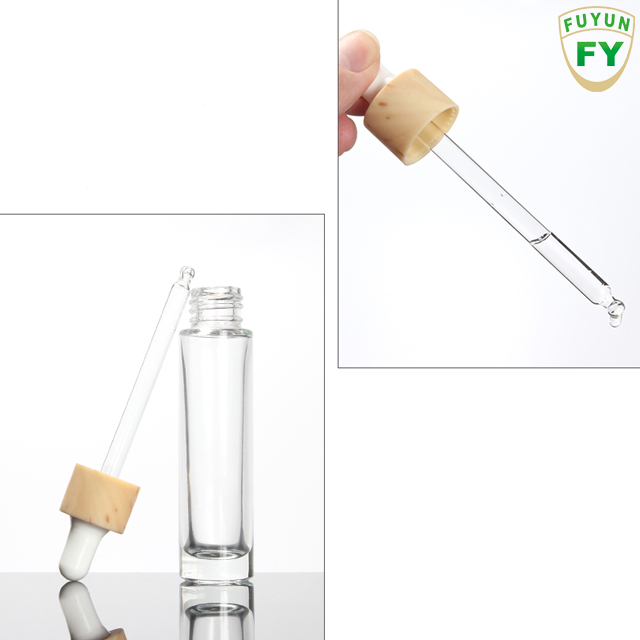 Fuyun Ready to ship sample 30ml bamboo cap clear glass dropper bottle