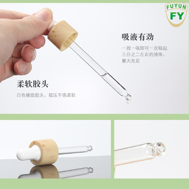 Fuyun Ready to ship sample 30ml bamboo cap clear glass dropper bottle