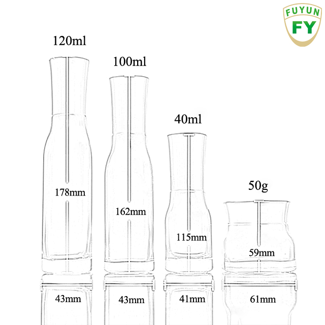 Fuyun SUPER SEPTEMBER Cosmetic Packaging cream container Jar 40 100 120ML Luxury Glass Lotion Bottle