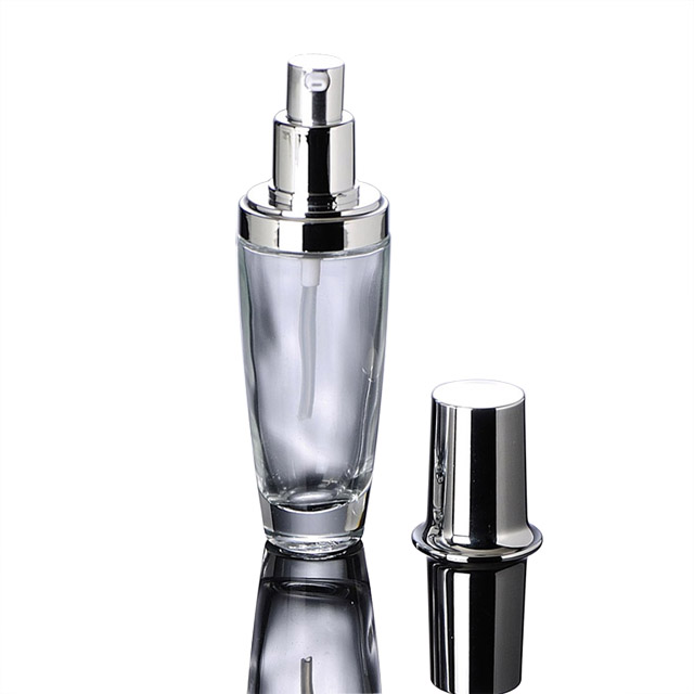 Fuyun SUPER SEPTEMBER free sample silver 50ml luxury body skincare cosmetic glass lotion pump bottle