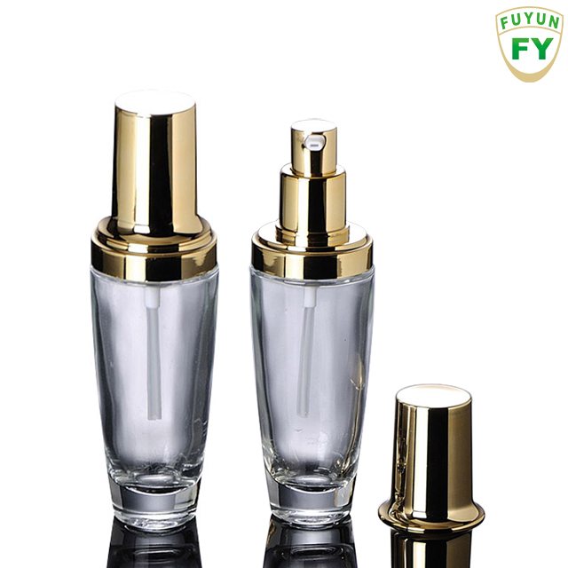 Fuyun SUPER SEPTEMBER free sample silver 50ml luxury body skincare cosmetic glass lotion pump bottle