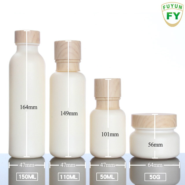 Fuyun SUPER SEPTEMBER new designs cosmetics containers and packaging bamboo skin care packaging cream jars glass lotion bottle