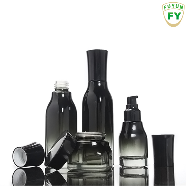 Fuyun SUPER SEPTEMBER quick shipping black glass lotion bottle / square empty hand wash / shampoo dispenser glass bottle