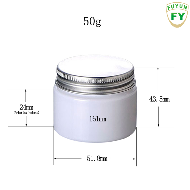 Fuyun Silver Aluminum Lid 50g PET Empty Plastic Cosmetic Jars Packaging