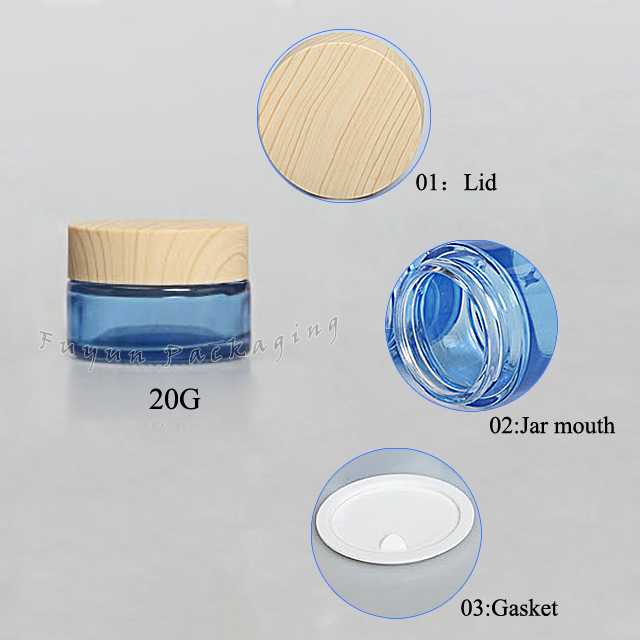 Fuyun Skin Care Cream Containers Cosmetic Frosted Glass Jars Cosmetic Containers with Childproof Bamboo