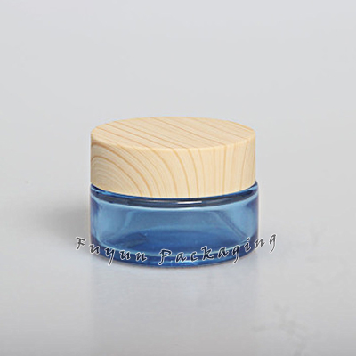 Fuyun Skin Care Cream Containers Cosmetic Frosted Glass Jars Cosmetic Containers with Childproof Bamboo