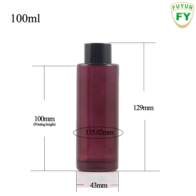 Fuyun Small Order 100ml Purple/red/pink/green Smooth Screw Cap Top Essential Oil Round Glass Cylinder Lotion Bottle