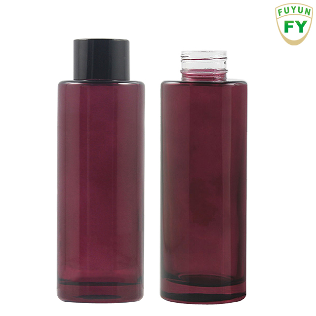 Fuyun Small Order 100ml Purple/red/pink/green Smooth Screw Cap Top Essential Oil Round Glass Cylinder Lotion Bottle