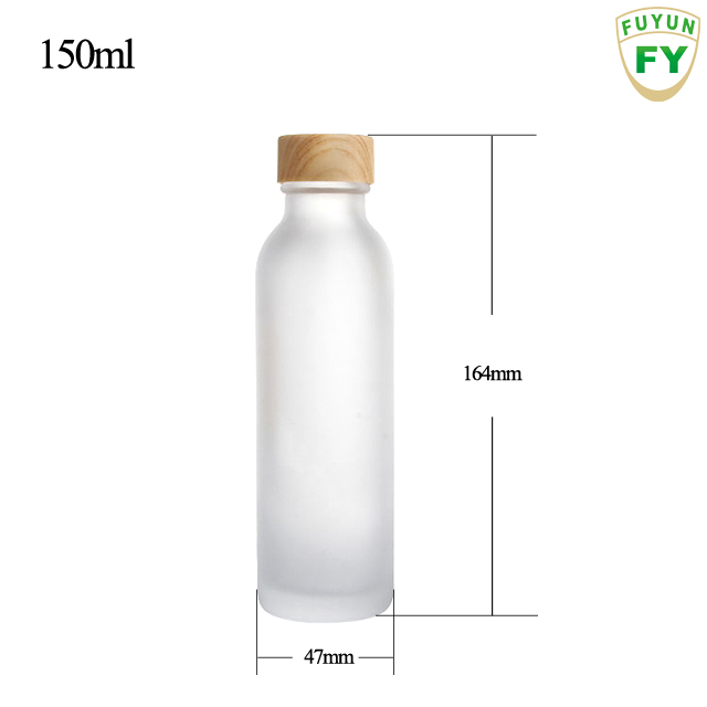 Fuyun Small Order 150ml Bamboo Lid Cosmetic Skin Care Bottle Glass Jars Bottfor Face Cream Toner