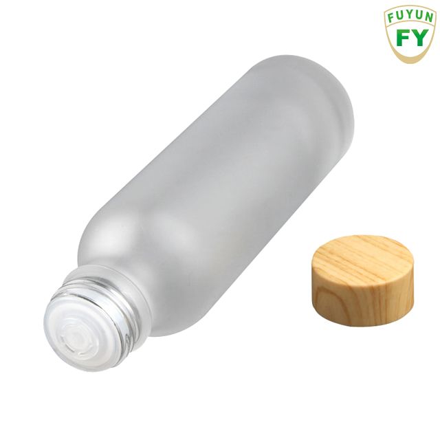 Fuyun Small Order 150ml Bamboo Lid Cosmetic Skin Care Bottle Glass Jars Bottfor Face Cream Toner