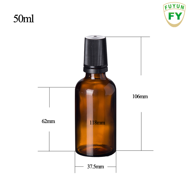Fuyun Small order amber 50ml essential oils metal roller glass bottle