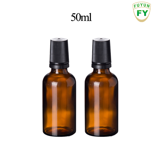Fuyun Small order amber 50ml essential oils metal roller glass bottle