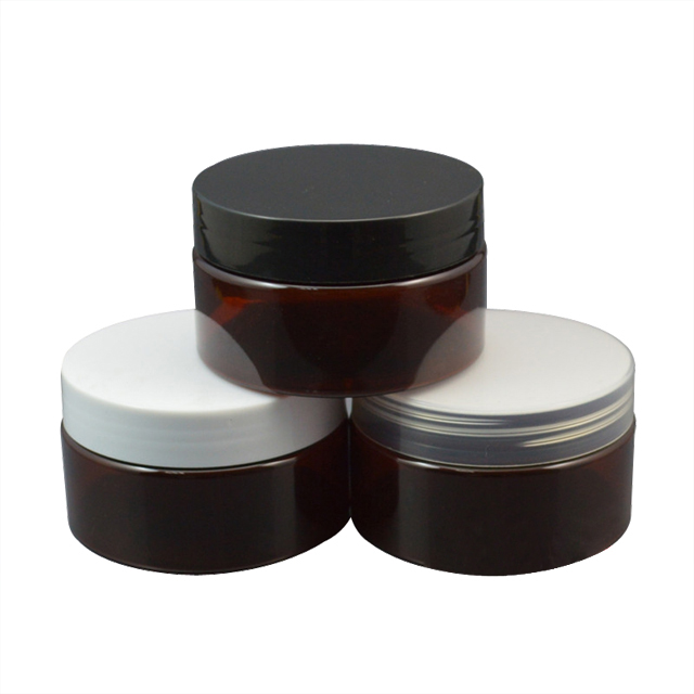 Fuyun Small quantity 100g amber smooth PET plastic cosmetic cream jar