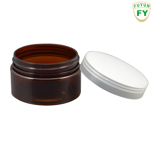 Fuyun Small quantity 100g amber smooth PET plastic cosmetic cream jar