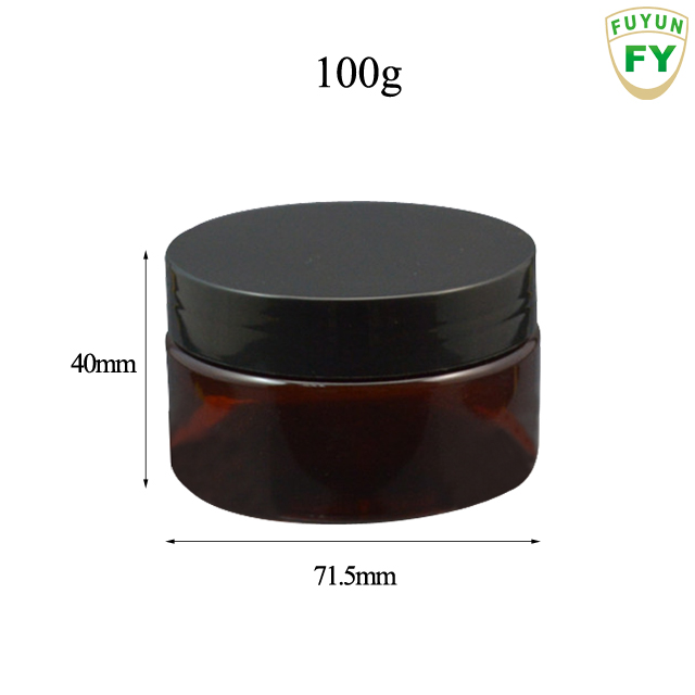 Fuyun Small quantity 100g amber smooth PET plastic cosmetic cream jar