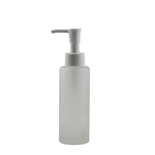 Fuyun Small quantity 100ml white cosmetic packaging lotion pump glass bottles for skincare products
