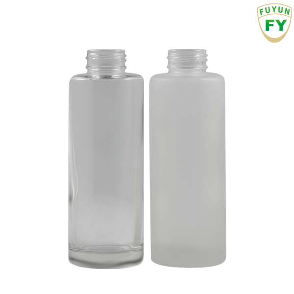 Fuyun Small quantity 100ml white cosmetic packaging lotion pump glass bottles for skincare products