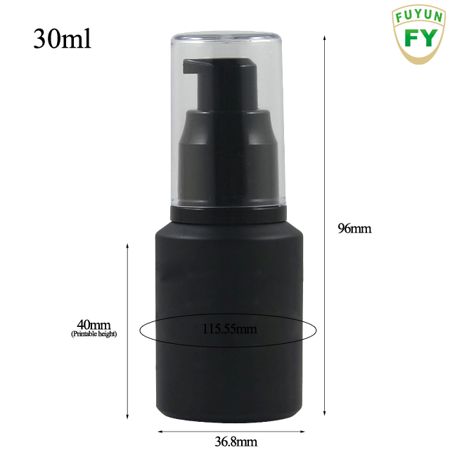Fuyun Small quantity 15ml/30ml/60ml/125ml/200ml packaging slope shoulder empty black serum glass lotion bottle