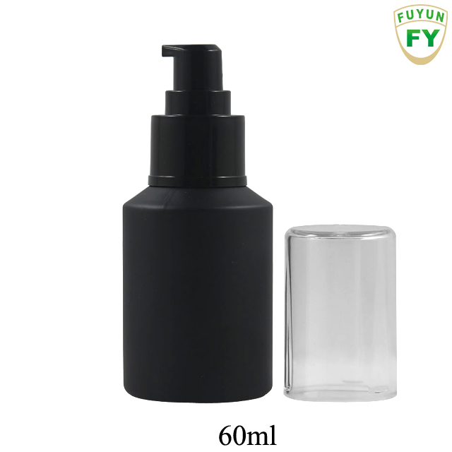 Fuyun Small quantity 15ml/30ml/60ml/125ml/200ml packaging slope shoulder empty black serum glass lotion bottle