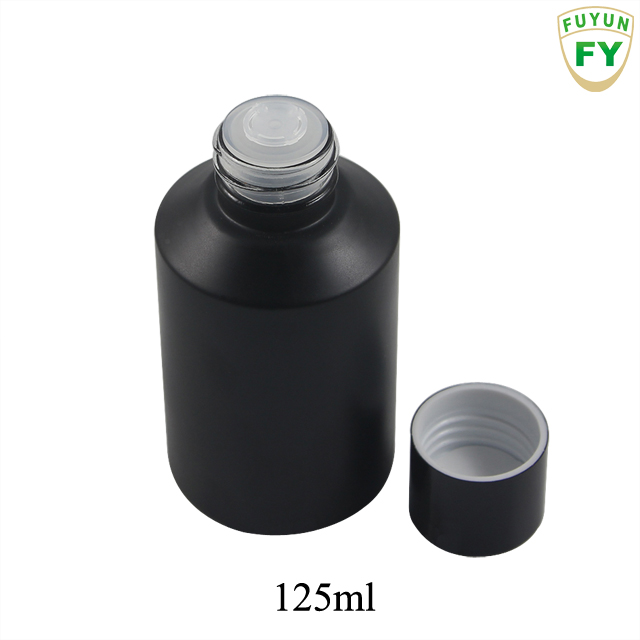 Fuyun Small quantity 15ml/30ml/60ml/125ml/200ml packaging slope shoulder empty black serum glass lotion bottle