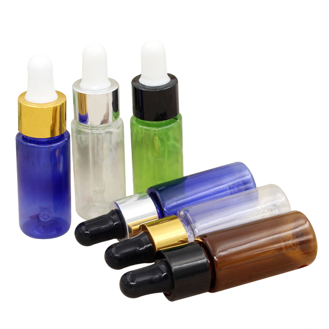 Fuyun Small quantity 15ml green/purple/amber/clear boston round dropper bottles