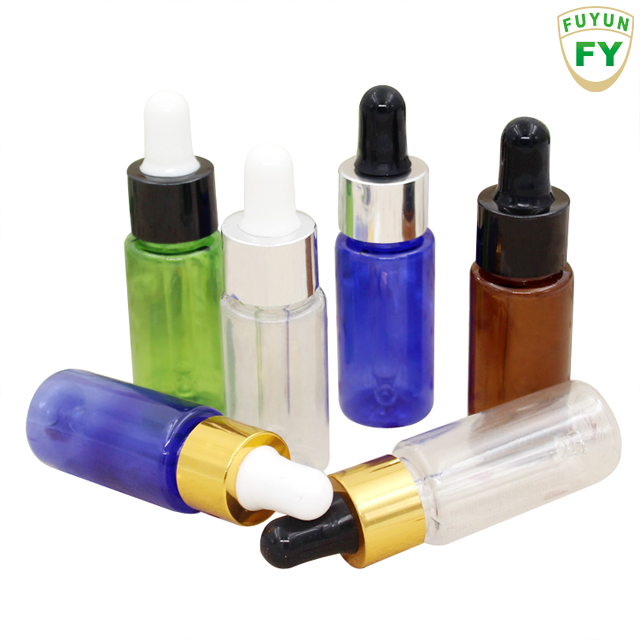 Fuyun Small quantity 15ml green/purple/amber/clear boston round dropper bottles