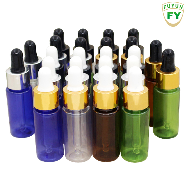 Fuyun Small quantity 15ml green/purple/amber/clear boston round dropper bottles