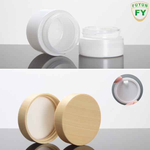 Fuyun Small quantity 30g 50g empty cosmetic container eye cream bamboo packaging glass jar