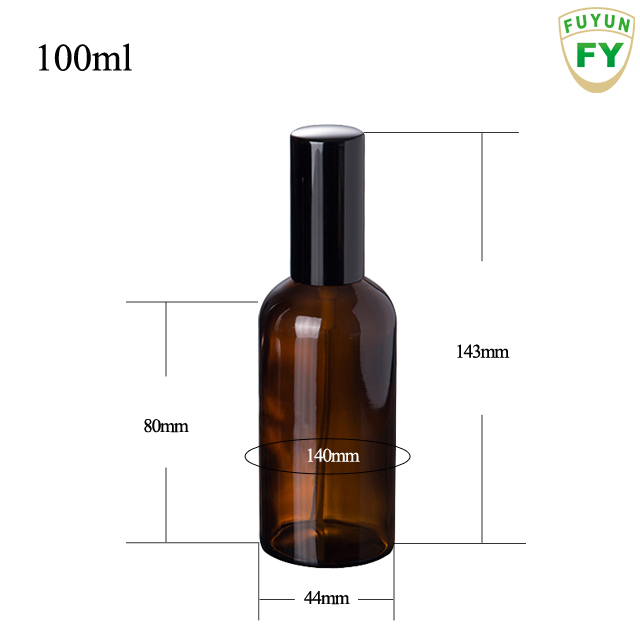 Fuyun Small quantity free sample 100ml round amber pump spray glass bottle