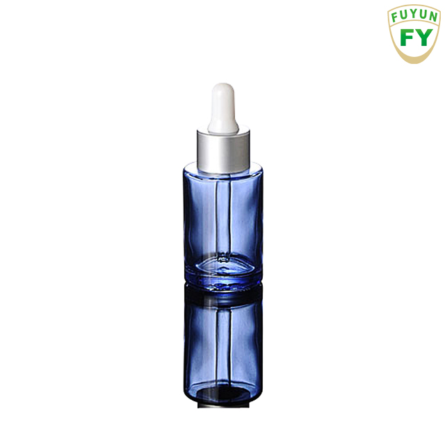 Fuyun Stock Products eco friendly Skin Care Custom Silk Printing 30ml Blue Glass Essential Oil Dropper Bottle