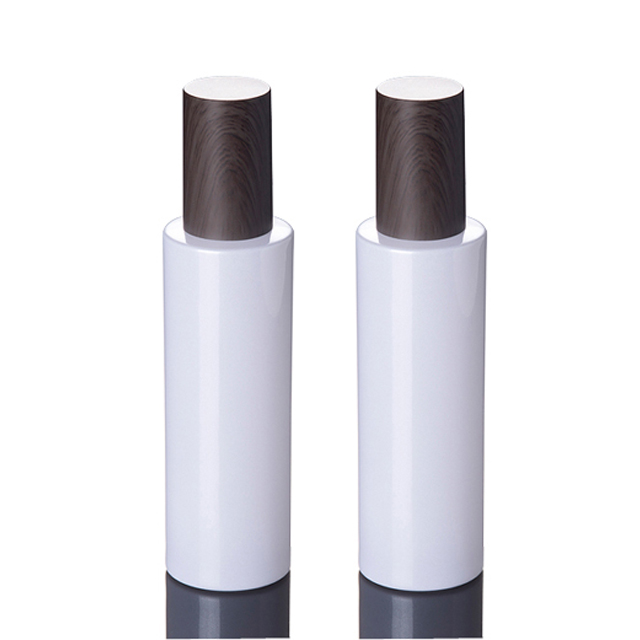 Fuyun Wholesale 100ml Cosmetic Packaging White Glass Lotion Bottle with Pump Bamboo Top