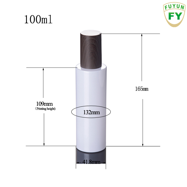 Fuyun Wholesale 100ml Cosmetic Packaging White Glass Lotion Bottle with Pump Bamboo Top