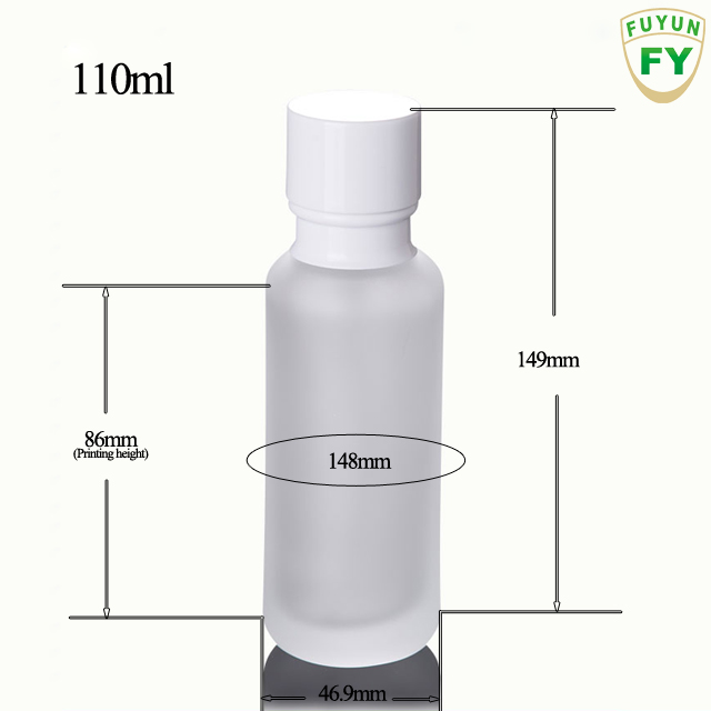 Fuyun Wholesale 110ml cylinder frost cosmetic glass lotion bottles with pump