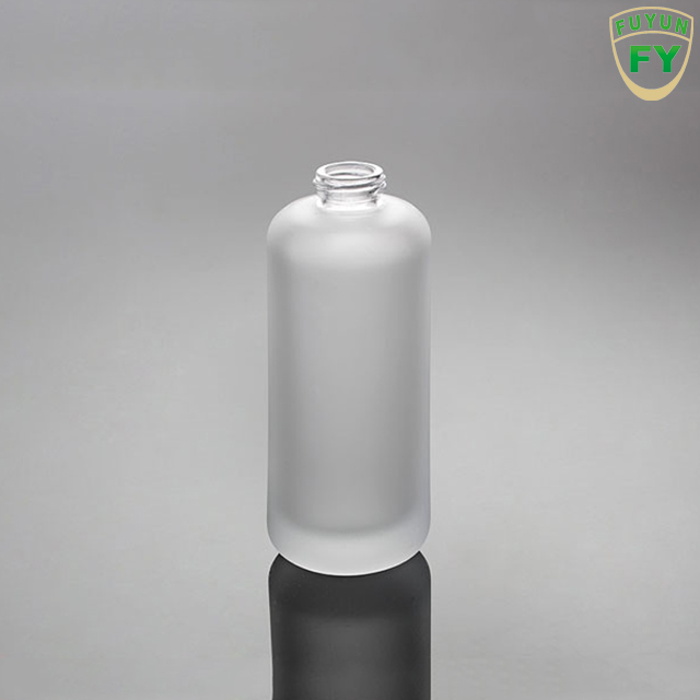 Fuyun Wholesale 110ml cylinder frost cosmetic glass lotion bottles with pump