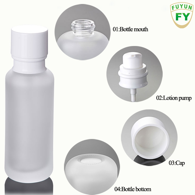 Fuyun Wholesale 110ml cylinder frost cosmetic glass lotion bottles with pump