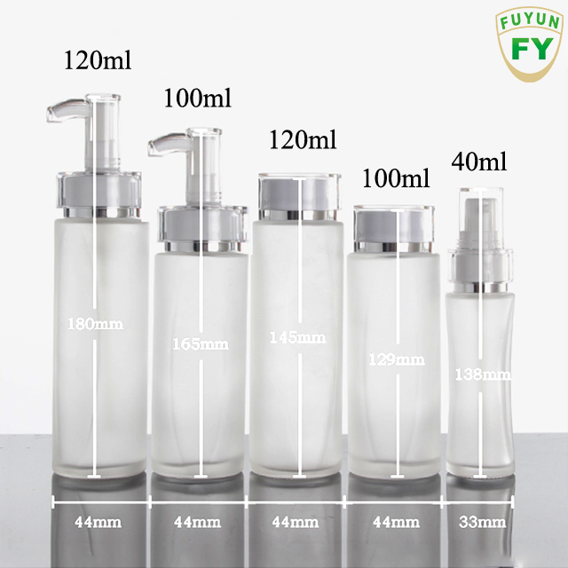 Fuyun Wholesale 30g 50g 40ml 100ml 120ml Container Cosmetic Packaging Skincare Face Cream Glass Jar Clear Lotion Pump Bottle