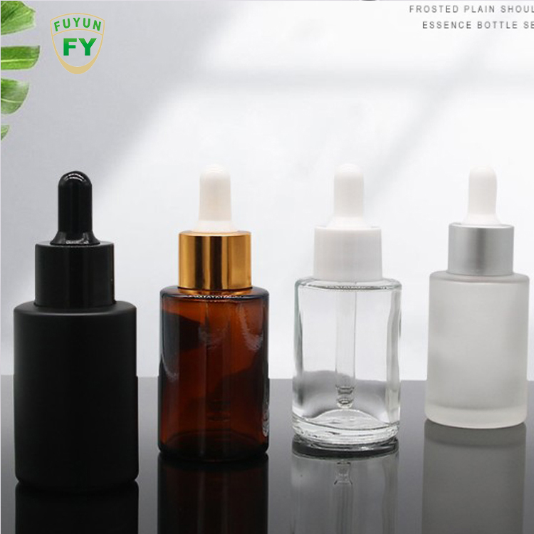 Fuyun Wholesale Amber Frosted Skin Care Serum Dropper Glass Bottle 30ml Essential Oil Bottle with Dropper