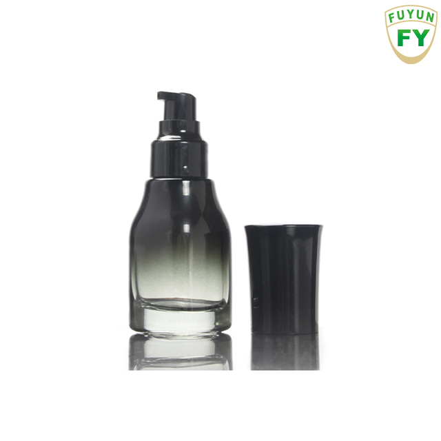Fuyun Wholesale Luxury Black Square Cream Jar Glass Pump Bottles Glass Empty Cosmetics Body Lotion Container Bottles with Pump