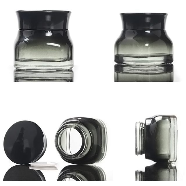 Fuyun Wholesale Luxury Black Square Cream Jar Glass Pump Bottles Glass Empty Cosmetics Body Lotion Container Bottles with Pump