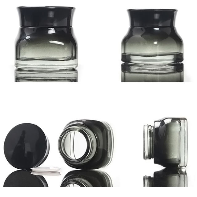 Fuyun Wholesale Skin Care Packaging 50g Black Cosmetic Container Glass Cream Empty Jars and Bottles