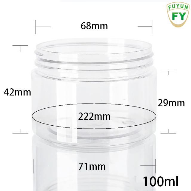 Fuyun clear plastic PET cosmetic cream jar 100g face container packaging