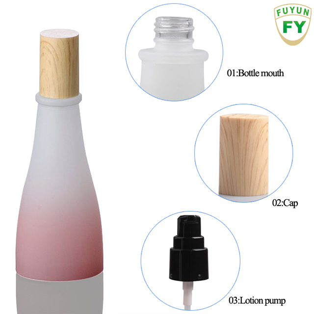 Fuyun essential oil pink glass roller bottle 120ml with the bamboo cap