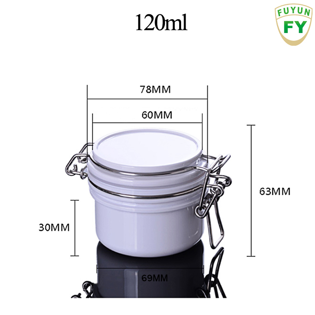 Fuyun food packaging empty plastic clear pet jar 120ml container with lid