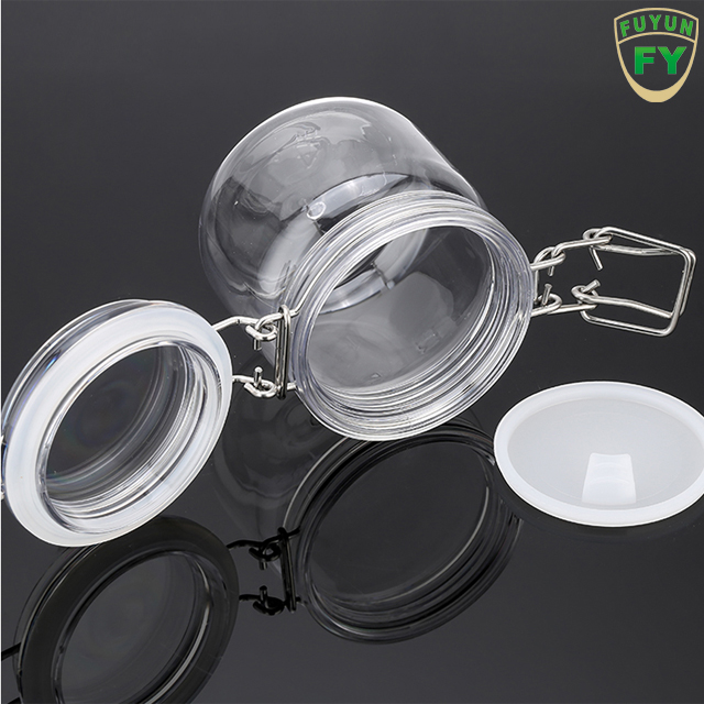 Fuyun free sample 300ml PET round clear color face cream clip top jar