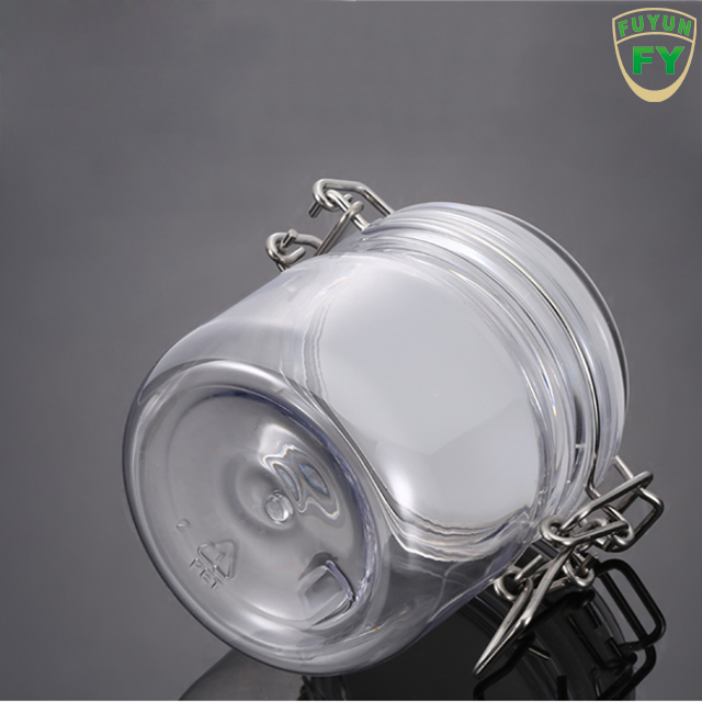 Fuyun free sample 300ml PET round clear color face cream clip top jar