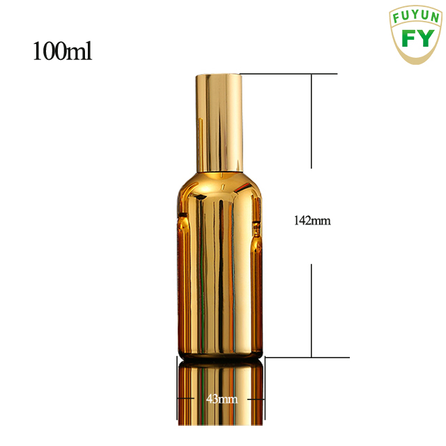 Fuyun in Stock 100ml New Design Empty Gold Glass Perfume Cosmetic Facial Spray Bottle