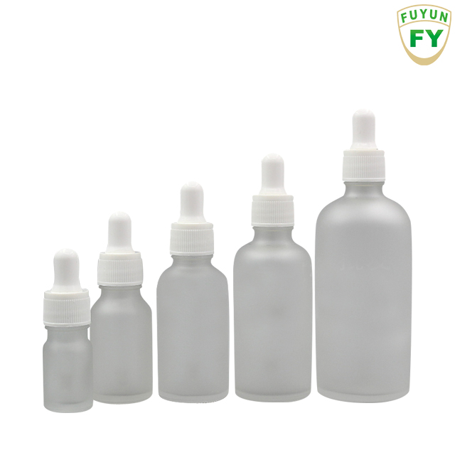 Fuyun in Stock 5ml 10ml 15ml 20ml 30ml 50ml 100ml Cosmetic Round Frosted Glass Dropper Serum Bottle with Dropper