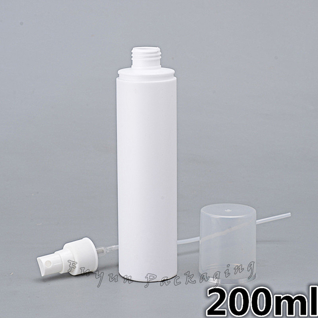 Fuyun in Stock Face Hair Body Container Packaging Empty Boston Cylinder 200ml Cosmetic Hdpe Plastic Spray Pump Bottle