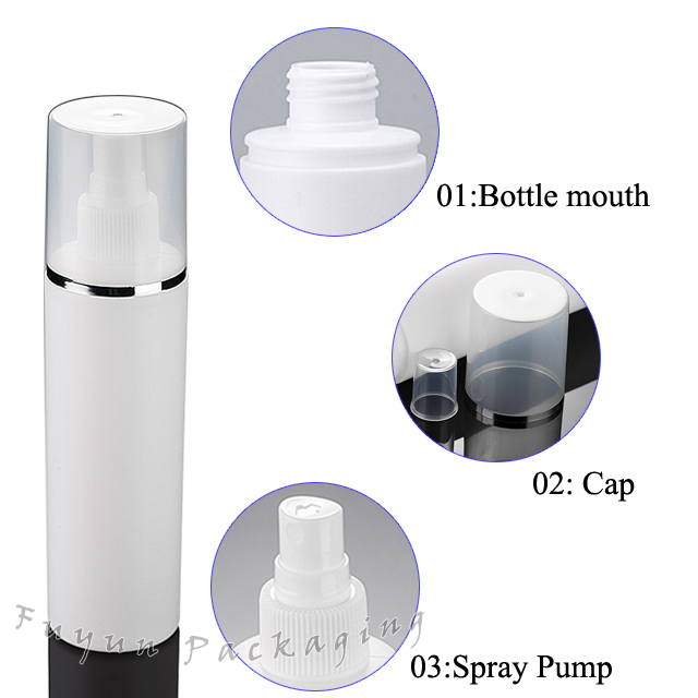 Fuyun in Stock Face Hair Body Container Packaging Empty Boston Cylinder 200ml Cosmetic Hdpe Plastic Spray Pump Bottle