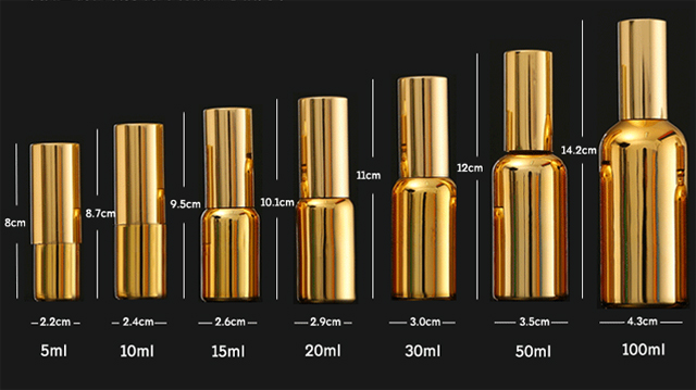 Fuyun in Stock Luxury Variety Size Gold Color Cosmetic Empty Perfume Spray Glass Pump Bottles